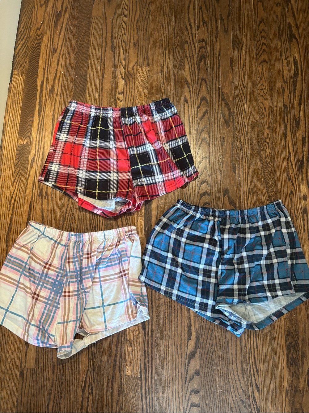 Plaid Cotton womens Shorts - Red, Blue, Cream